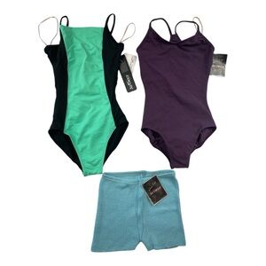 So Danca Leotard LOT OF 3 Girls Sz 8-10 Ballet Dance Leotards With Shorts NWT